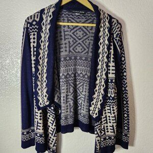 a Knitch Above Women's Aztec Long Sleeve Blue Open Long Sweater